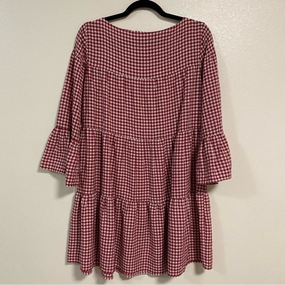 Zara Red White Checkered Gingham Smock Dress Size Small - Picture 8 of 11